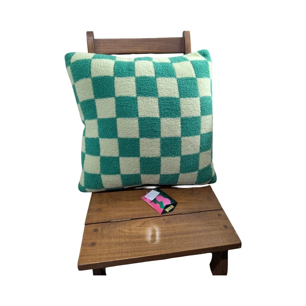 Wicked Musical Throw Pillow Green Checkered Plush Cushion Broadway Movie Decor